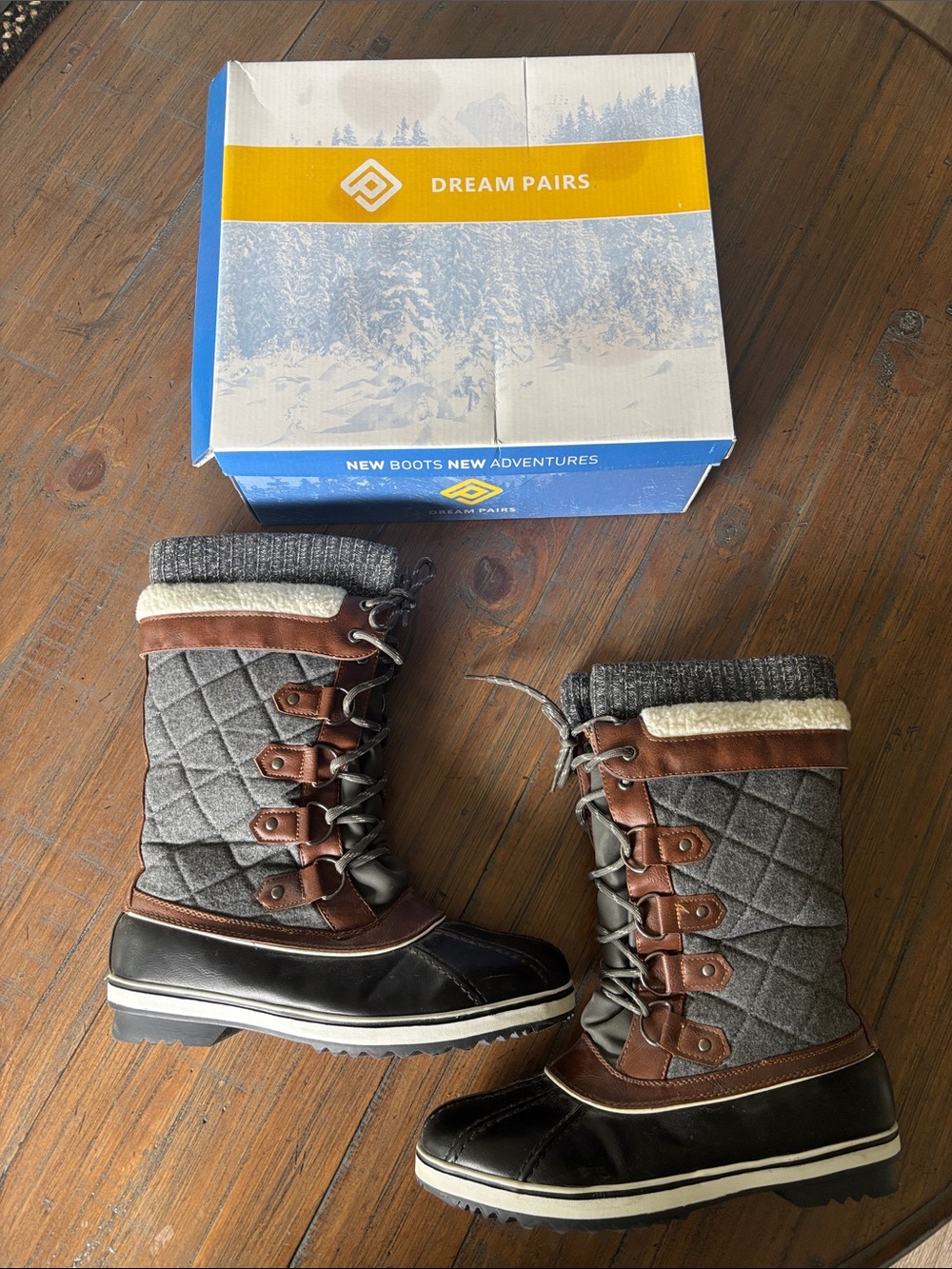 Dream Pairs size 9 black, gray & brown Thinsulate Monte winter boots